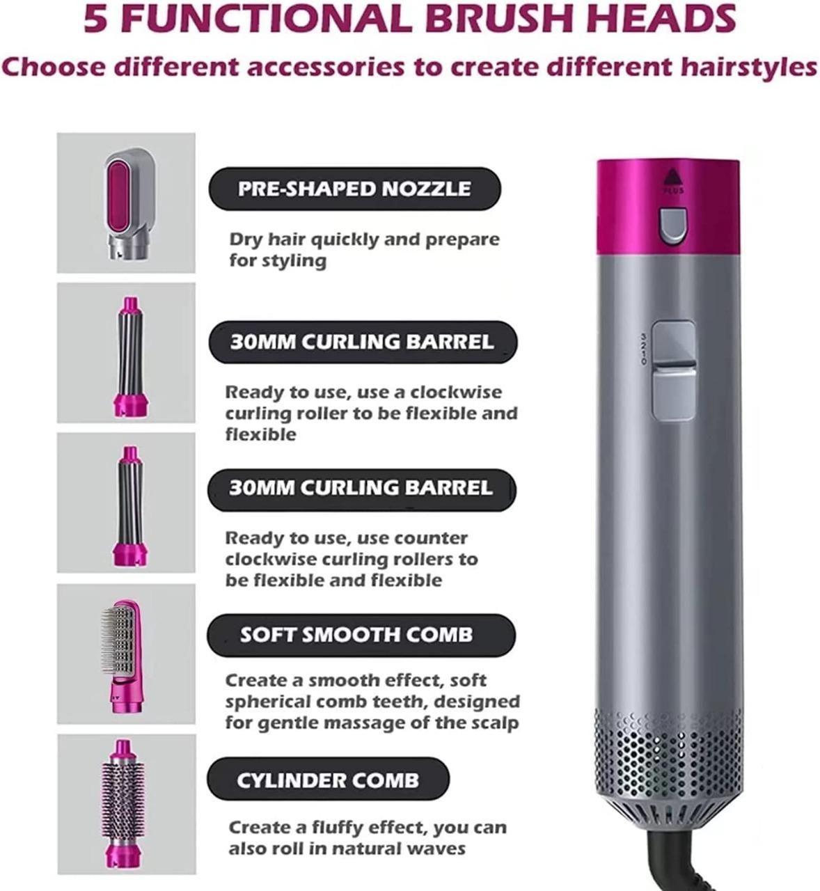 5-in-1 Multifunctional Hair Dryer & Styling Brush | Detachable Head
